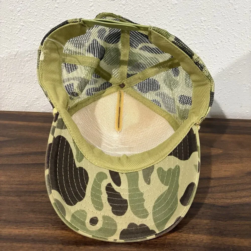 Vintage John‎ Deere Camo Hat Cap with Deer Logo Rope Southern Farm Supply Mesh